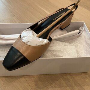 Veronica Beard Cecile Leather Cap-Toe Slingback
